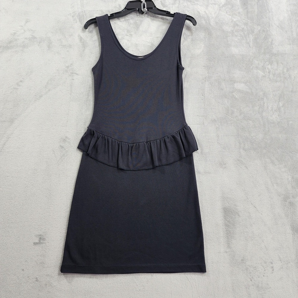 Vintage Mister NOAH Dress Womens M Black‎ Peplum Ruffle Sleeveless Scoop Neck